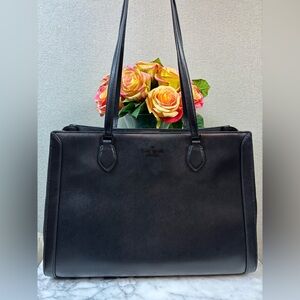 Kate Spade Black Mixed Suede & Leather Madison Large Laptop Tote Bag - NWT $499